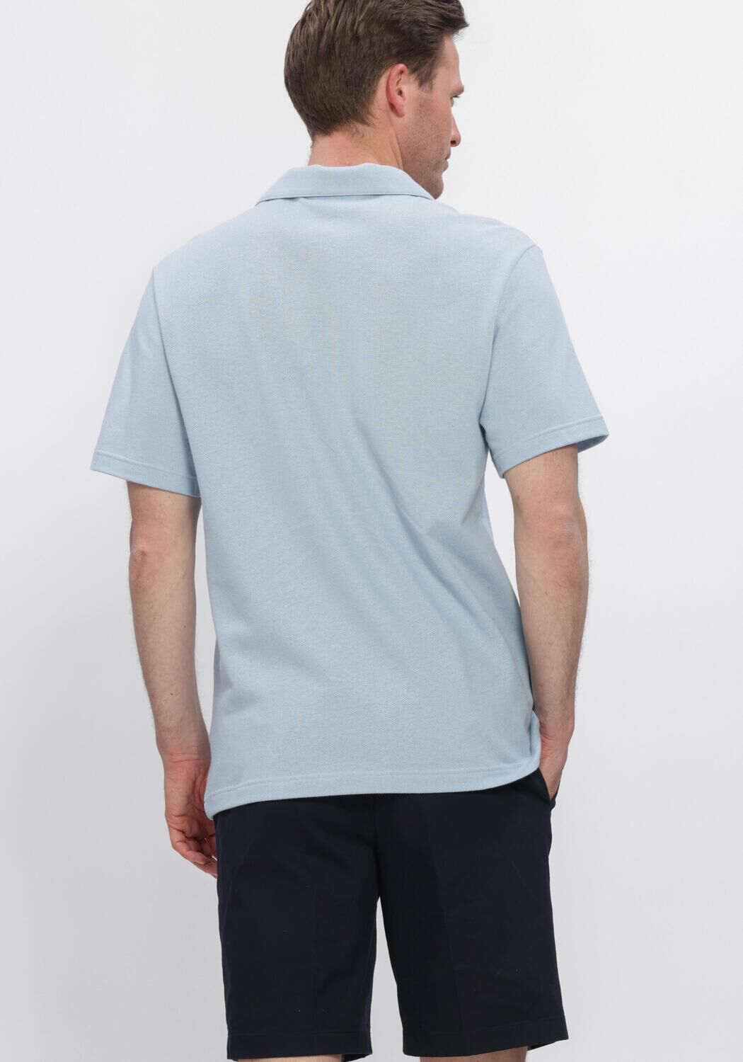 Hellblau LACOSTE Polo-Shirt CLASSIC FIT OPEN NECK COTTON LINEN BLEND POLO - large