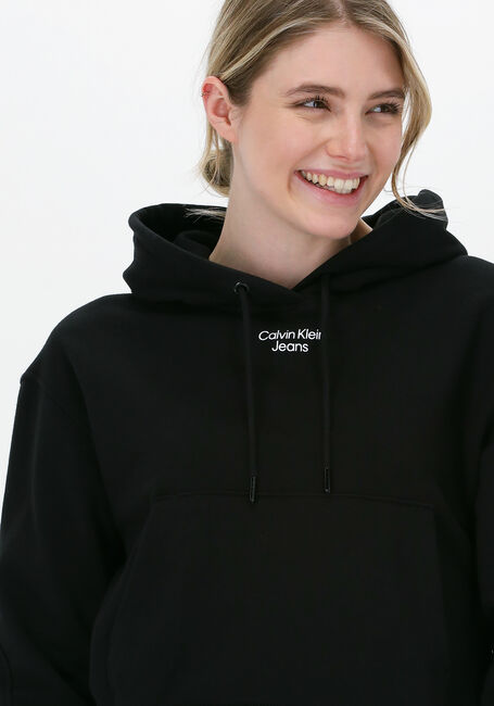 Schwarze CALVIN KLEIN Sweatshirt STACKED LOGO HOODIE - large