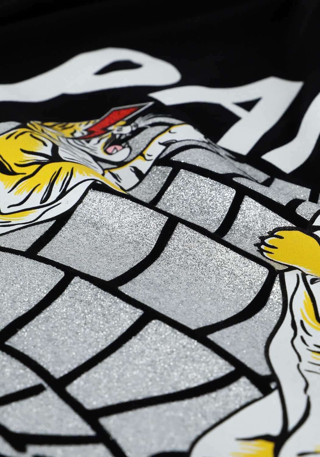 Schwarze COLOURFUL REBEL T-shirt PARTY ANIMAL GLITTER LOOSE FIT - large