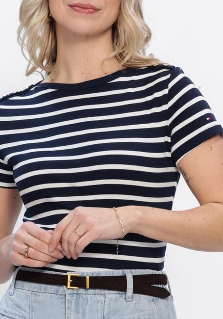 Mehrfarbige/Bunte TOMMY HILFIGER T-shirt GOLD BUTTON SLIM SS TEE - large