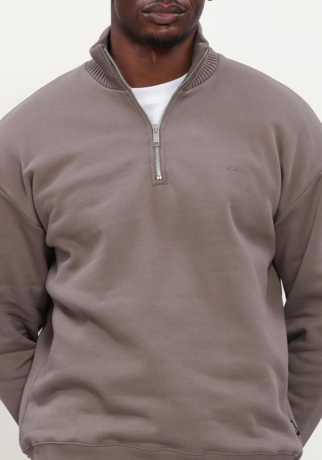 Taupe GENTI Sweatshirt HALF ZIP SWEAT - large