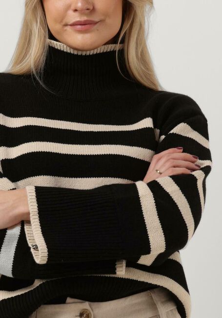 Schwarze NEO NOIR Rollkragenpullover FANNING STRIPE KNIT BLOUSE - large