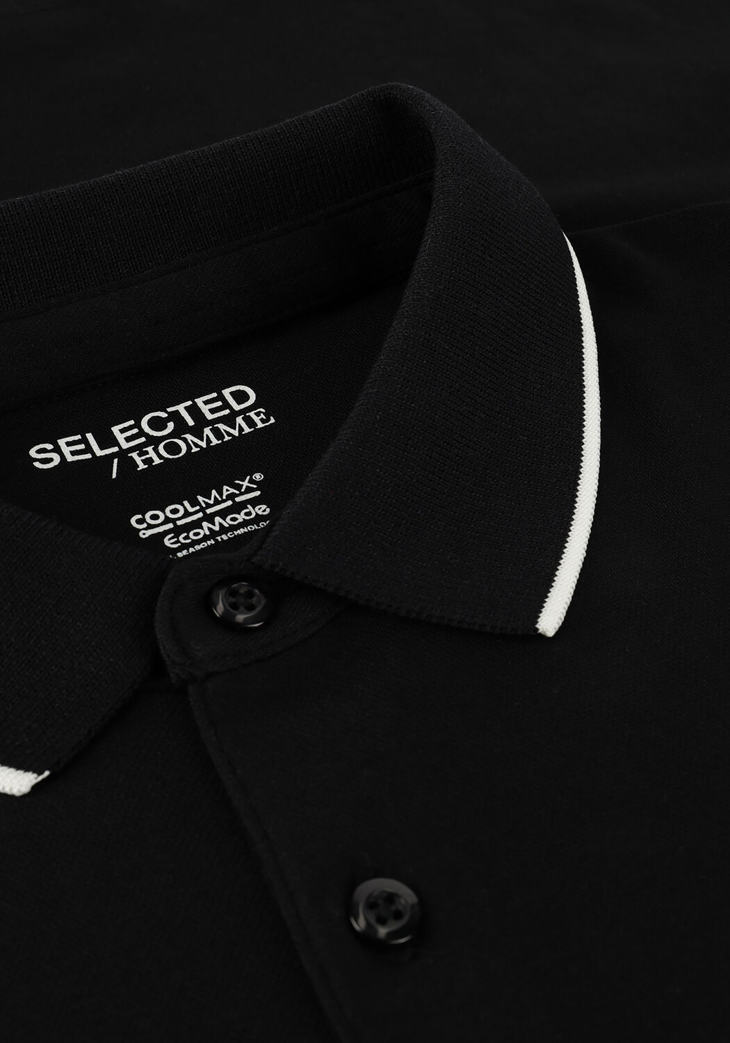 Schwarze SELECTED MEN Polo-Shirt SLHLEROY COOLMAX SS POLO B - large