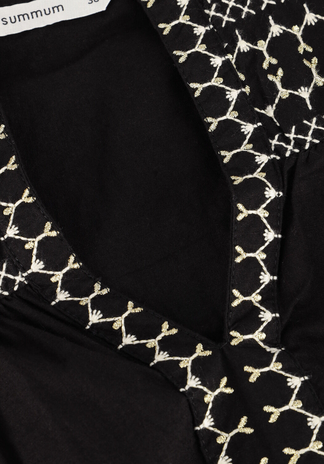 Schwarze SUMMUM Top TOP EMBROIDERED COTTON POPLIN - large
