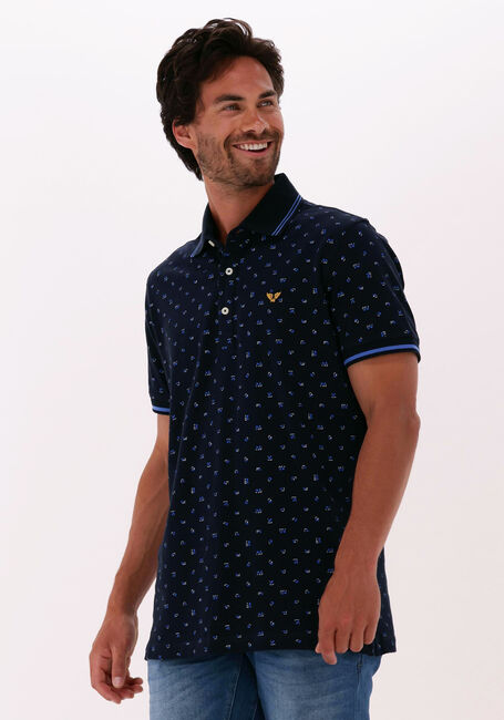 Dunkelblau PME LEGEND Polo-Shirt SHORT SLEEVE POLO FINE PIQUE ALL OVER PRINT - large