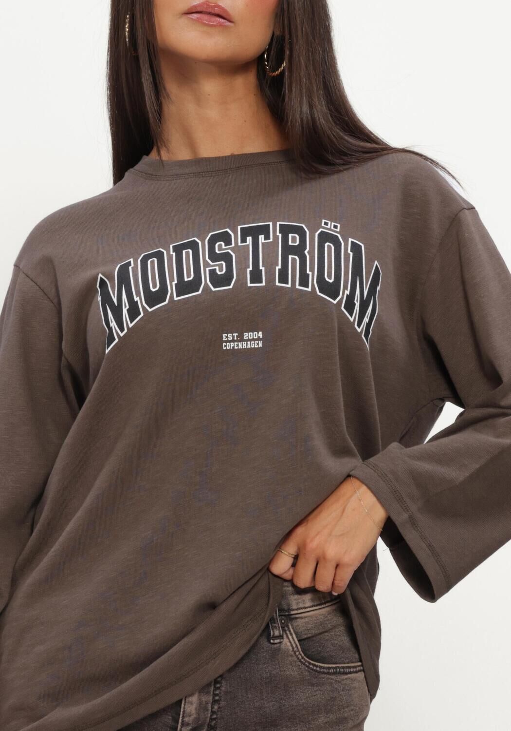 Braune MODSTR&Ouml;M Tops & T-shirts BAMBOOMD T-SHIRT - large