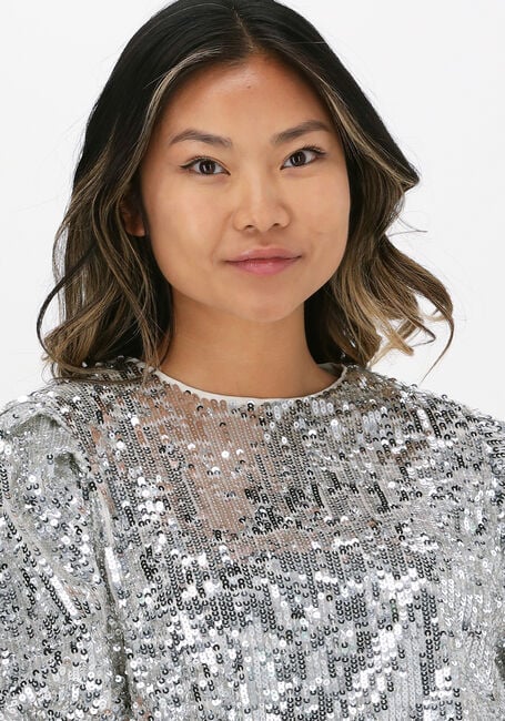 Silberne SELECTED FEMME Top SLFSELENE SS PUFF SLEEVE SEQUI - large
