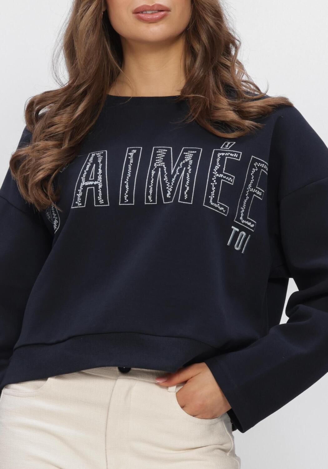 Blaue AIMEE THE LABEL Sweatshirt ELANSS6 SWEATER WITH EMBROIDERY - large