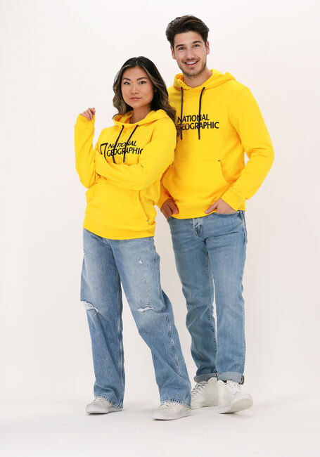 Gelbe NATIONAL GEOGRAPHIC Sweatshirt UNISEX HOODY WITH BIG LOGO - large