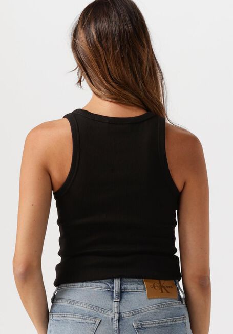 Schwarze CALVIN KLEIN Top WOVEN LABEL RIB TANK TOP - large