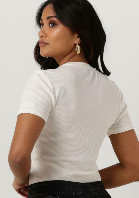 Weiße ALIX THE LABEL T-shirt LADIES KNITTED RIB T-SHIRT - large