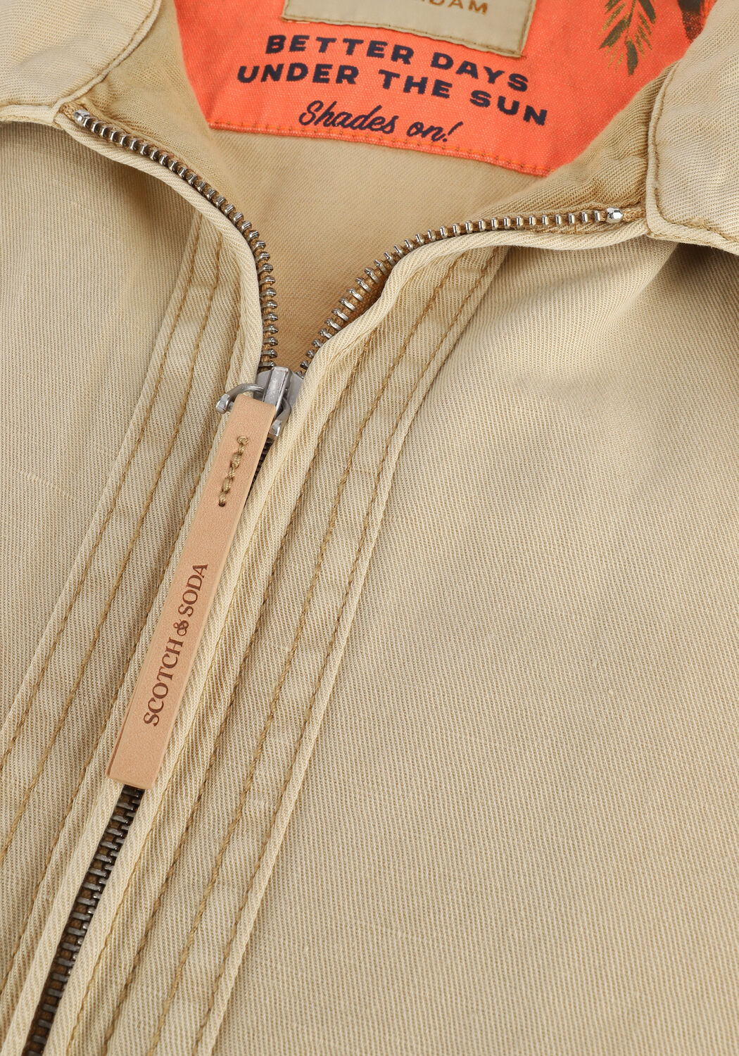 Camelfarbene SCOTCH & SODA Jack SHORT GARMENT-DYED COTTON-LINEN JACKET - large