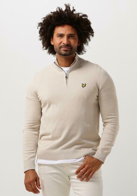 Beige LYLE & SCOTT Pullover QUARTER ZIP JUMPER - large