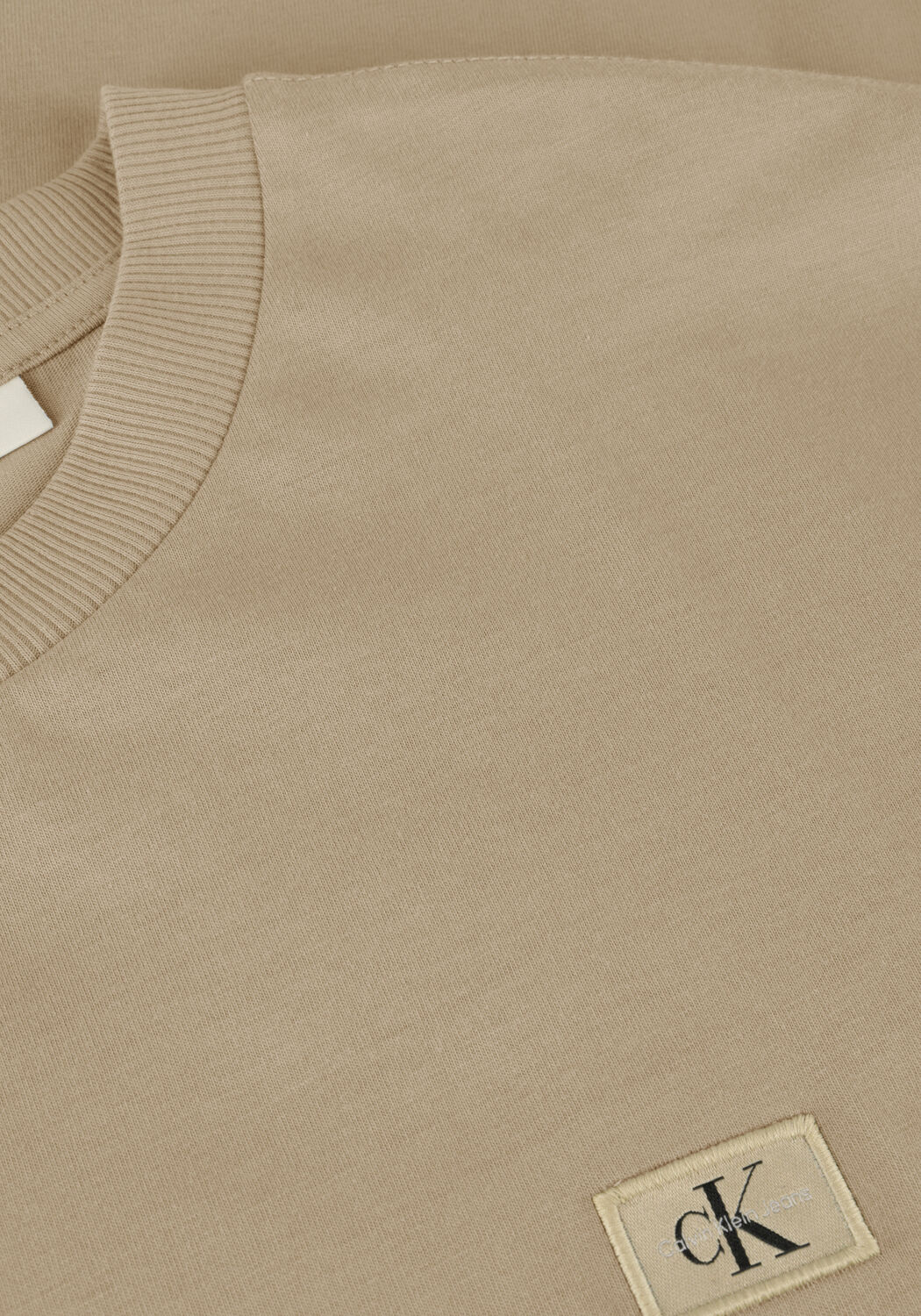 Beige CALVIN KLEIN T-shirt WOVEN LABEL REGULAR TEE - large