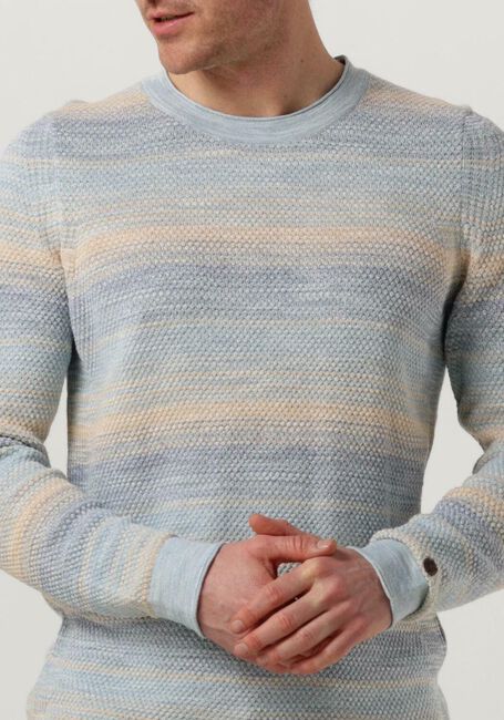 Hellblau CAST IRON Pullover CREWNECK COTTON SLUB STRIPE - large