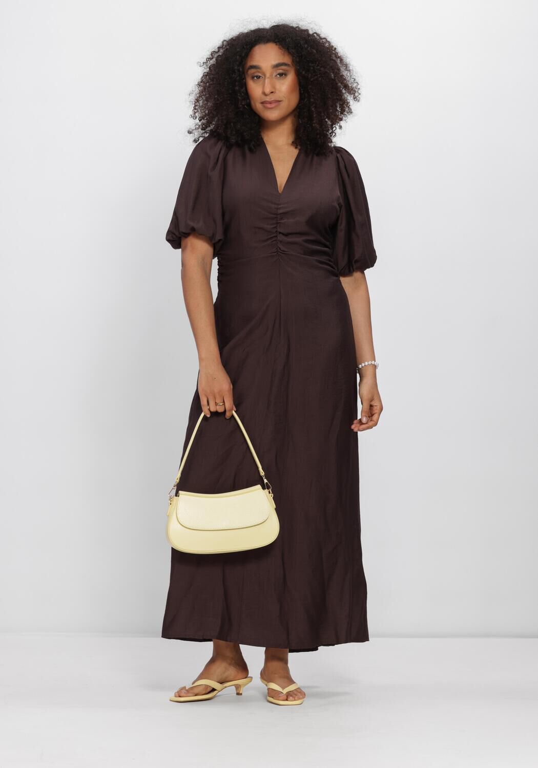 Braune CO'COUTURE Maxikleid HERACC SS PUFF DRESS - large