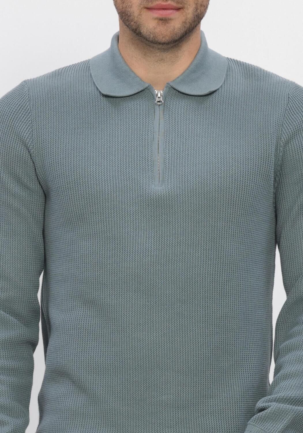 Blaue DSTREZZED Pullover DS_KOSTAS ZIP POLO - large