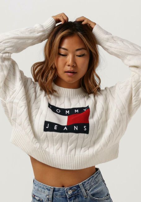 Weiße TOMMY JEANS Pullover SWEATERS CROP - large