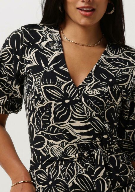 Schwarze JANSEN AMSTERDAM Minikleid VFB506 JERSEY PRINTED WRAP DRESS 3/4 SLEEVE - large