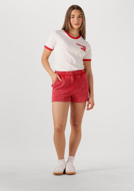 Rote COLOURFUL REBEL T-shirt LOGO WAVE RINGER BOXY TEE - large