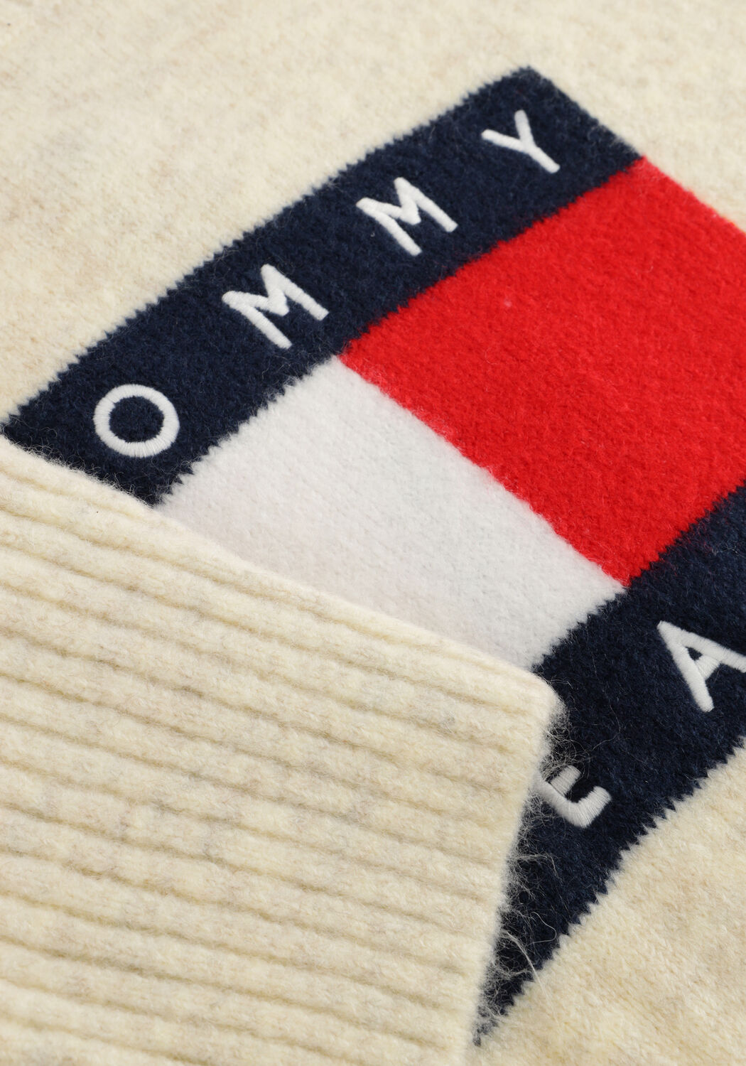 Ecru TOMMY JEANS Pullover TJW MELANGE FLAG SWEATER RIB EXT - large