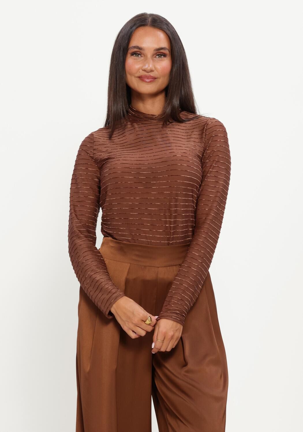 Braune NUKUS Top GRACIE TOP STRIPE - large