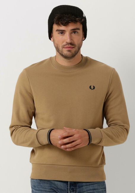 Camelfarbene FRED PERRY Sweatshirt CREW NECK SWEATSHIRT - large