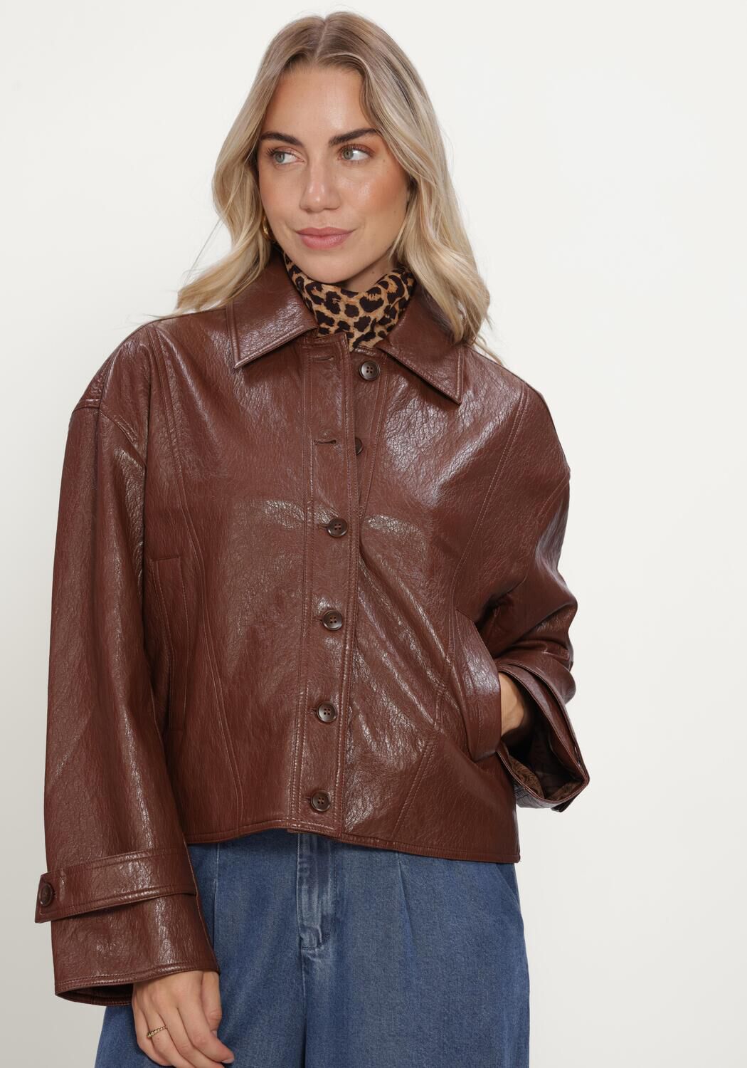 Braune SUMMUM Lederjack JACKET FAUX LEATHER - large