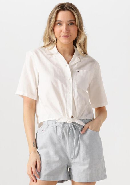 Weiße TOMMY JEANS Blusen TJW CRP LINEN SS SHIRT - large