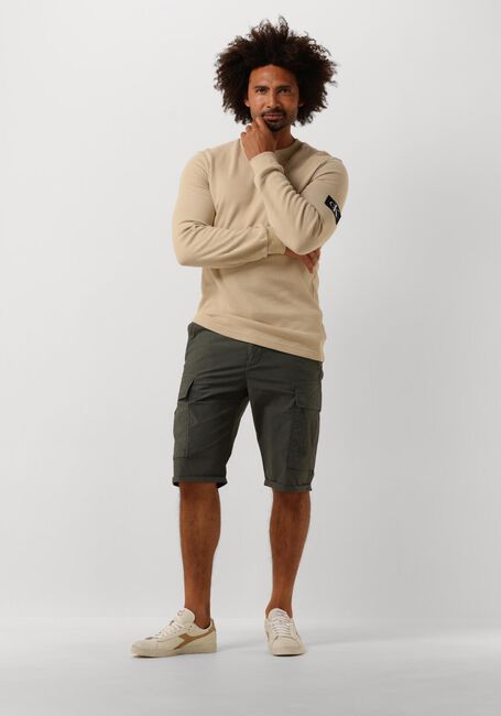 Khaki CALVIN KLEIN Sweatshirt BADGE WAFFLES LS TEE - large