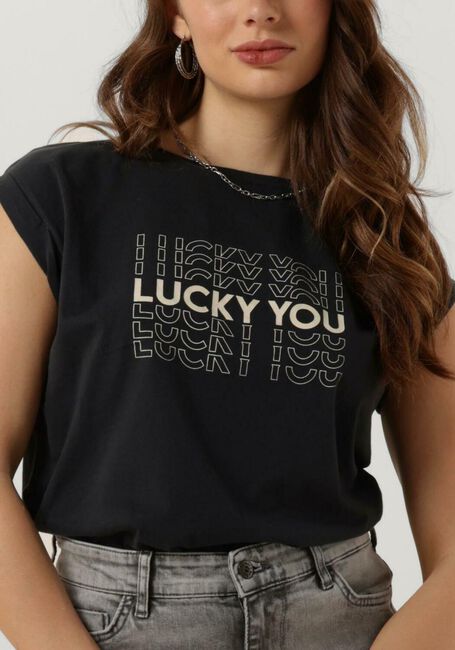 Schwarze BY-BAR T-shirt THELMA LUCKY YOU TOP - large