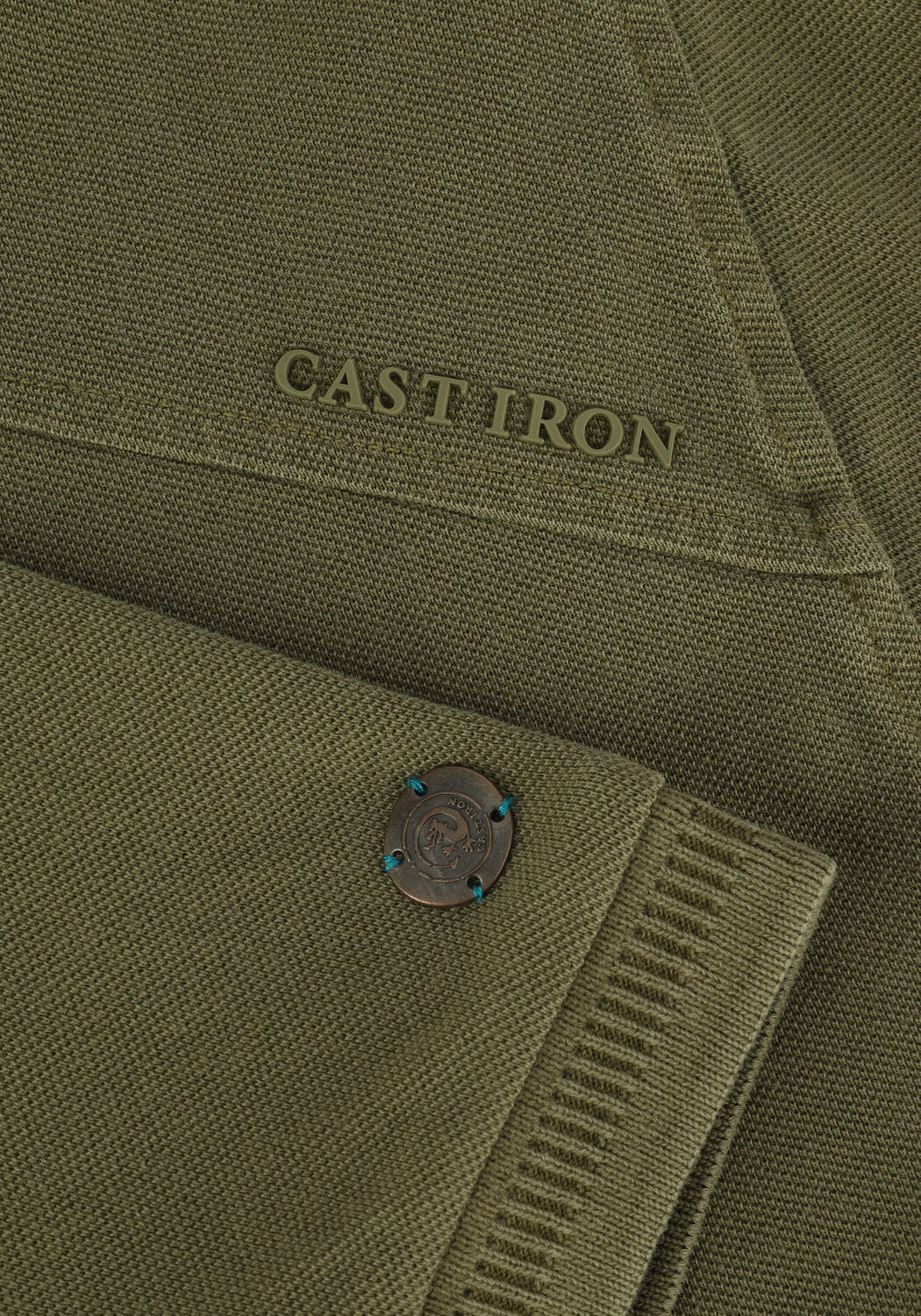 Olive CAST IRON Polo-Shirt SHORT SLEEVE POLO COTTON GD PIQUE - large