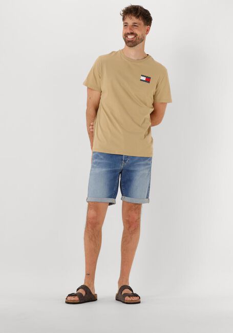 Beige TOMMY JEANS T-shirt TJM SLIM ESSENTIAL FLAG TEE EXT - large