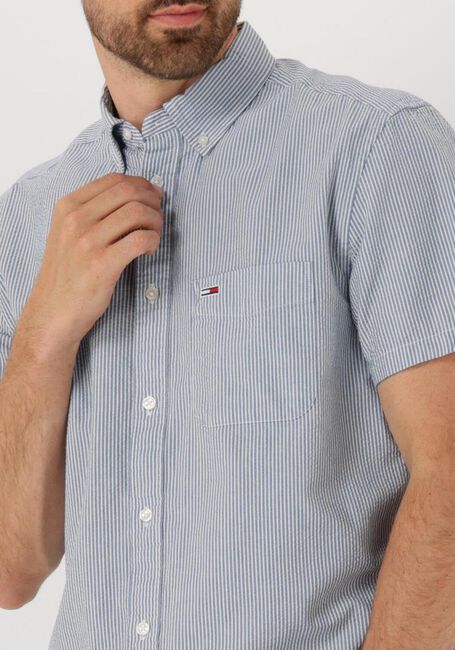 Blaue TOMMY JEANS Casual-Oberhemd TJM REG SEERSUCKER STP SS SHIRT - large