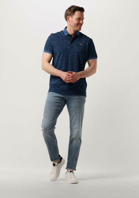 Blaue PME LEGEND Polo-Shirt SHORT SLEEVE POLO FINE PIQUE ALL OVER PRINT - large