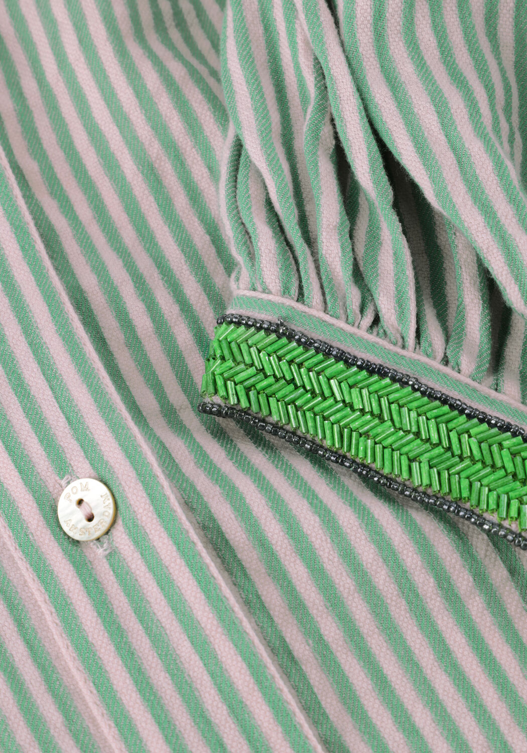 Mehrfarbige/Bunte POM AMSTERDAM Blusen BLOUSE SEERSUCKER GREEN PINK - large