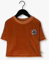 Cognacfarbene CARLIJNQ T-shirt FLOWER - CROPPED CREWNECK T-SHIRT WT EMBROIDERY - medium