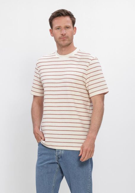 Beige SELECTED MEN T-shirt SLHDJANGO STRIPE SS O-NECK TEE - large
