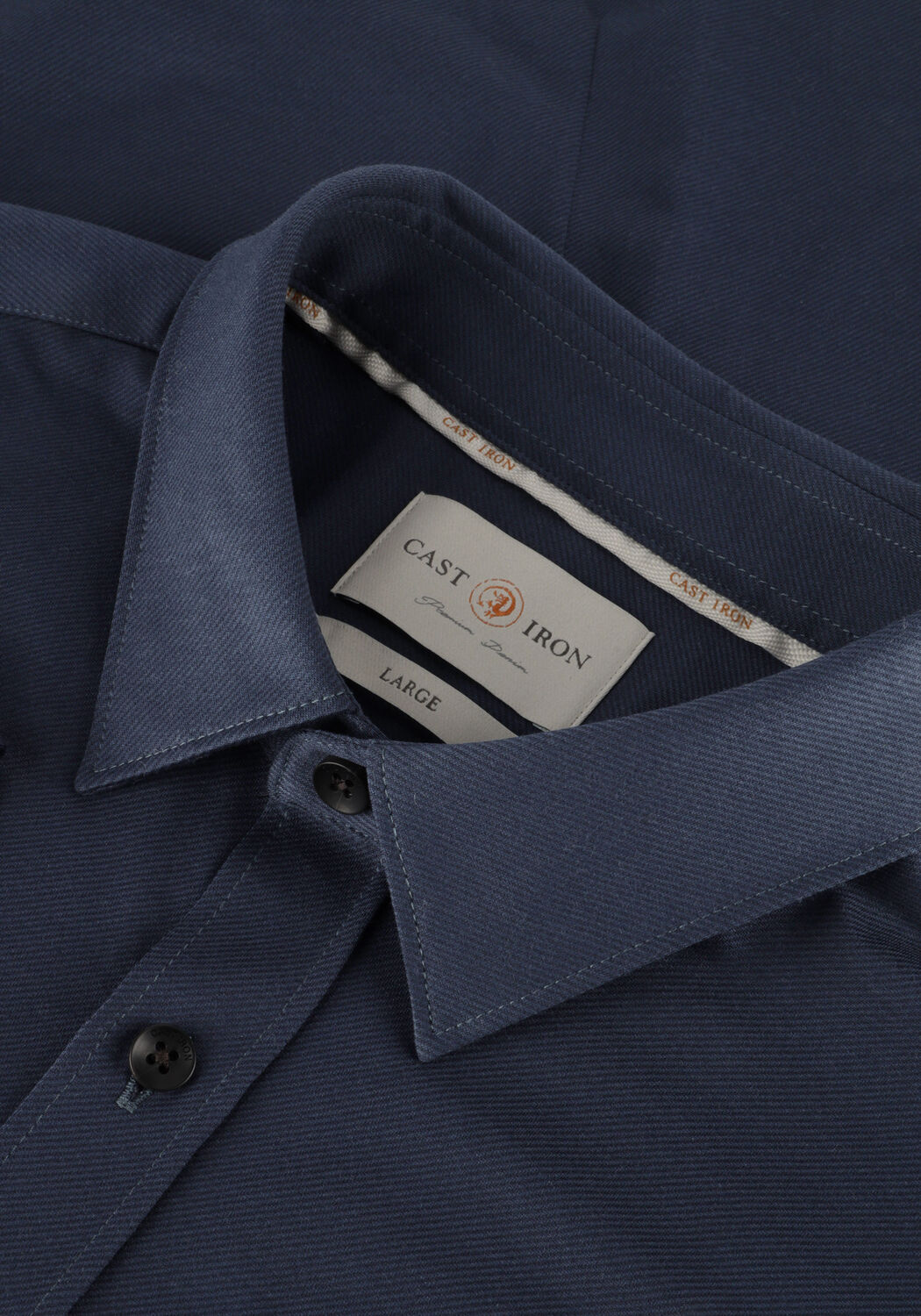 Dunkelblau CAST IRON Casual-Oberhemd LONG SLEEVE SHIRT TWILL JERSEY 2 TONE - large