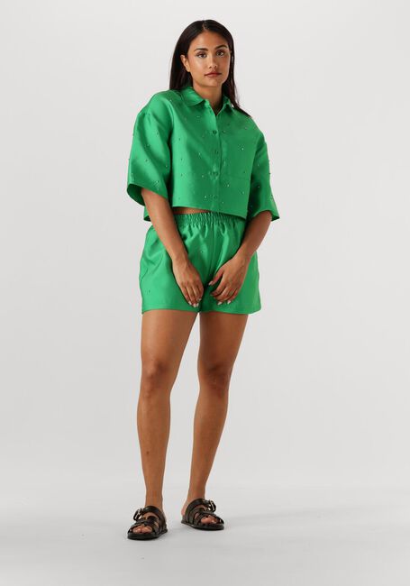 Grüne ALIX THE LABEL Kurze Hose LADIES WOVEN EMBELLISHED SATIN SHORTS - large