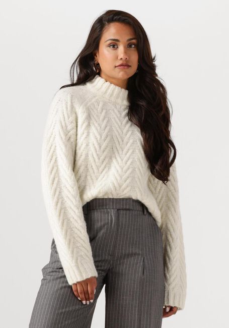 Weiße ANOTHER LABEL Pullover BECKA KNITTED PULL L/S - large
