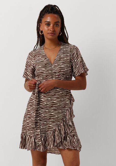 Braune COLOURFUL REBEL Minikleid TELSI ZEBRA WRAP DRESS - large
