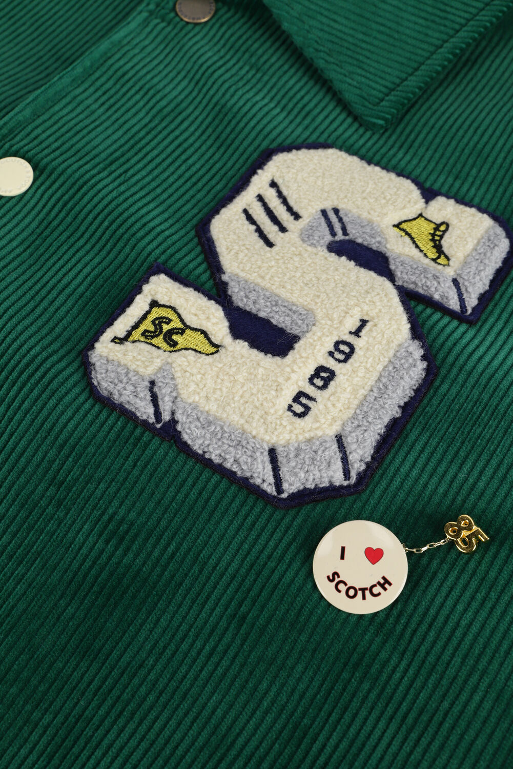 Gr&uuml;ne SCOTCH & SODA Jack CORDUROY COLLEGE JACKET WITH WOOL-BLEND SLEEVES - large