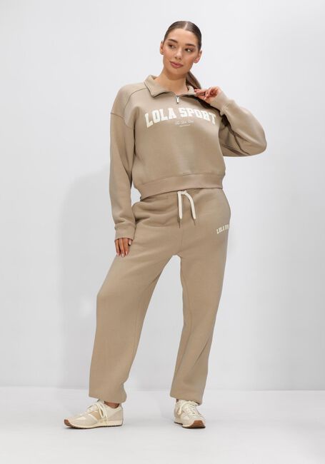 Beige THE LOLA CLUB Pullover JAYLA HALF ZIP SWEATER - large