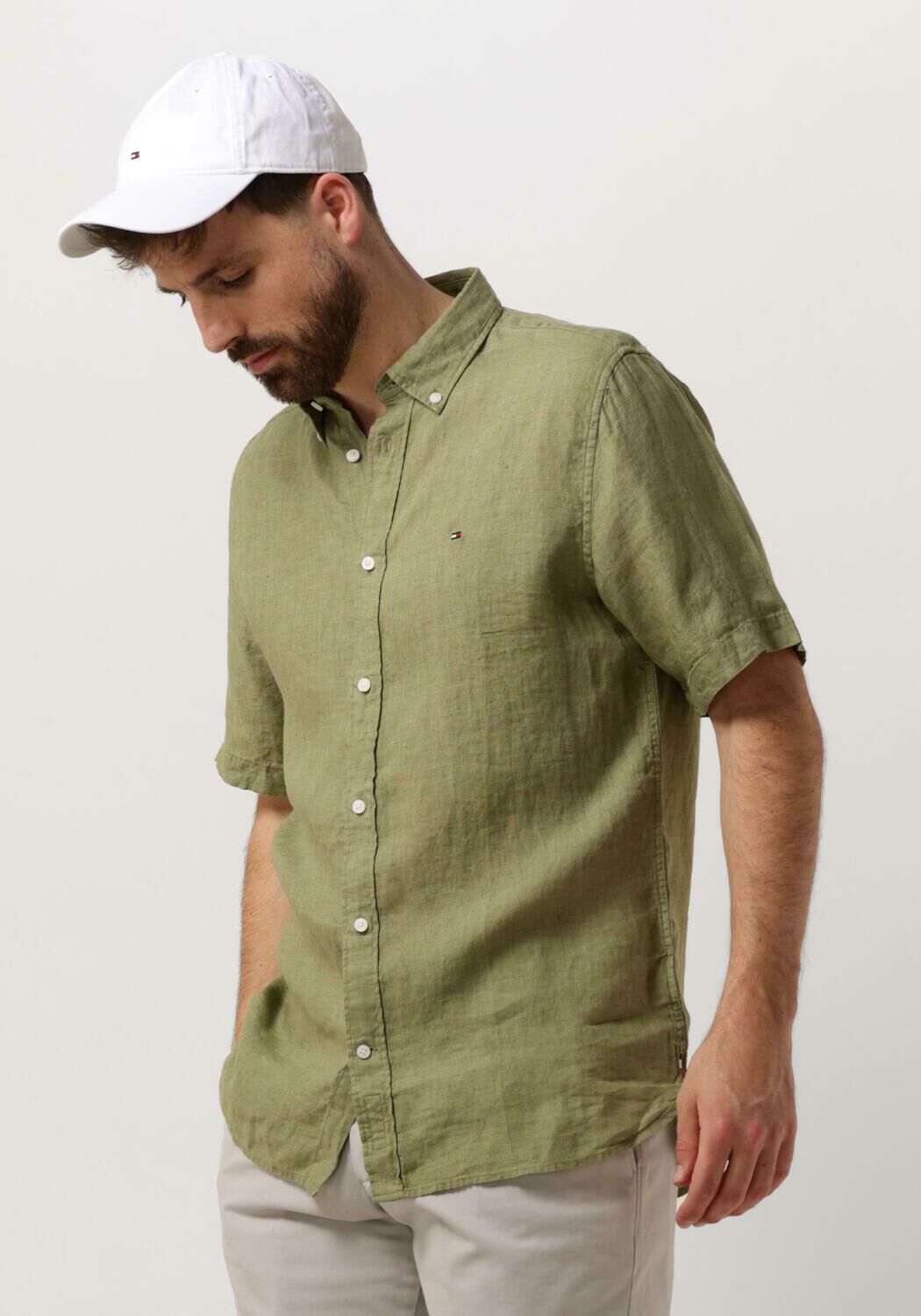 olive tommy hilfiger casual oberhemd pigment dyed linen rf shirt s s