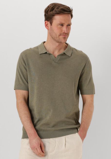 Olive SELECTED HOMME Polo-Shirt SLHMATTIS SS KNIT SUN OPEN POLO NOOS - large