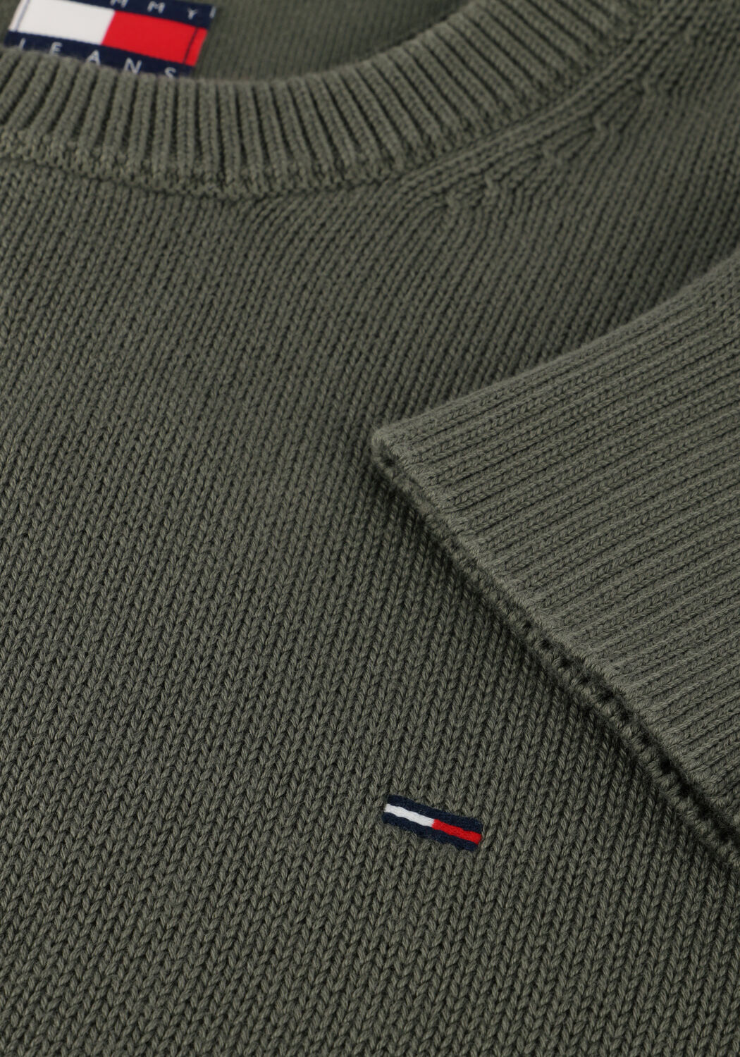 Olive TOMMY JEANS Pullover TJM SLIM ESS SWEATER EXTS - large