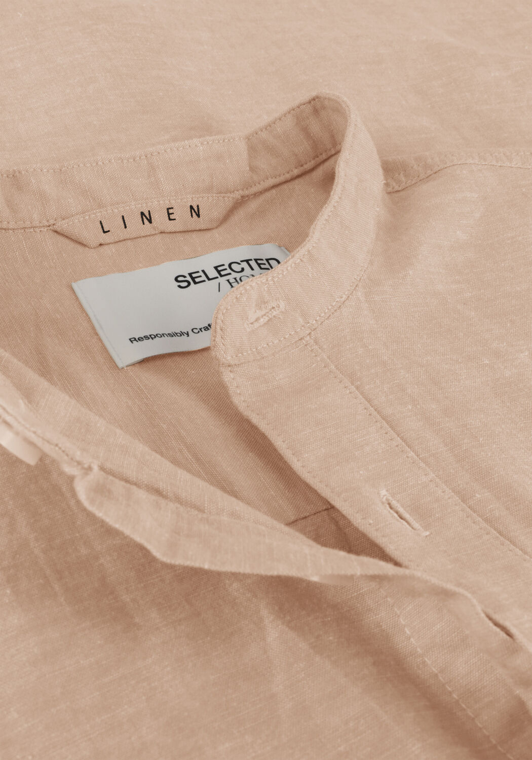 Beige SELECTED MEN Casual-Oberhemd SLHSLIMNEW-LINEN SHIRT LS BAND W - large