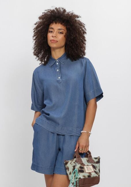 Blaue SELECTED WOMEN Blusen SLFJANNA OVERSIZE 2/4 POLO SHIRT - large