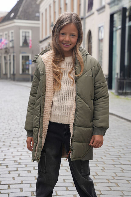 Grüne LIKE FLO Wattierte Jack ARIANA FLO GIRLS REVERSIBLE HOODED LONG JACKET - large
